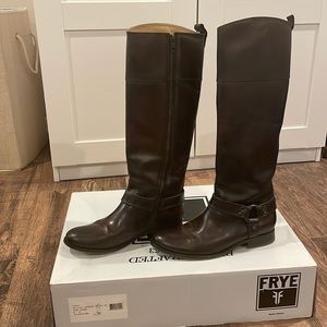 Frye Dark Brown Melissa Harness Boots